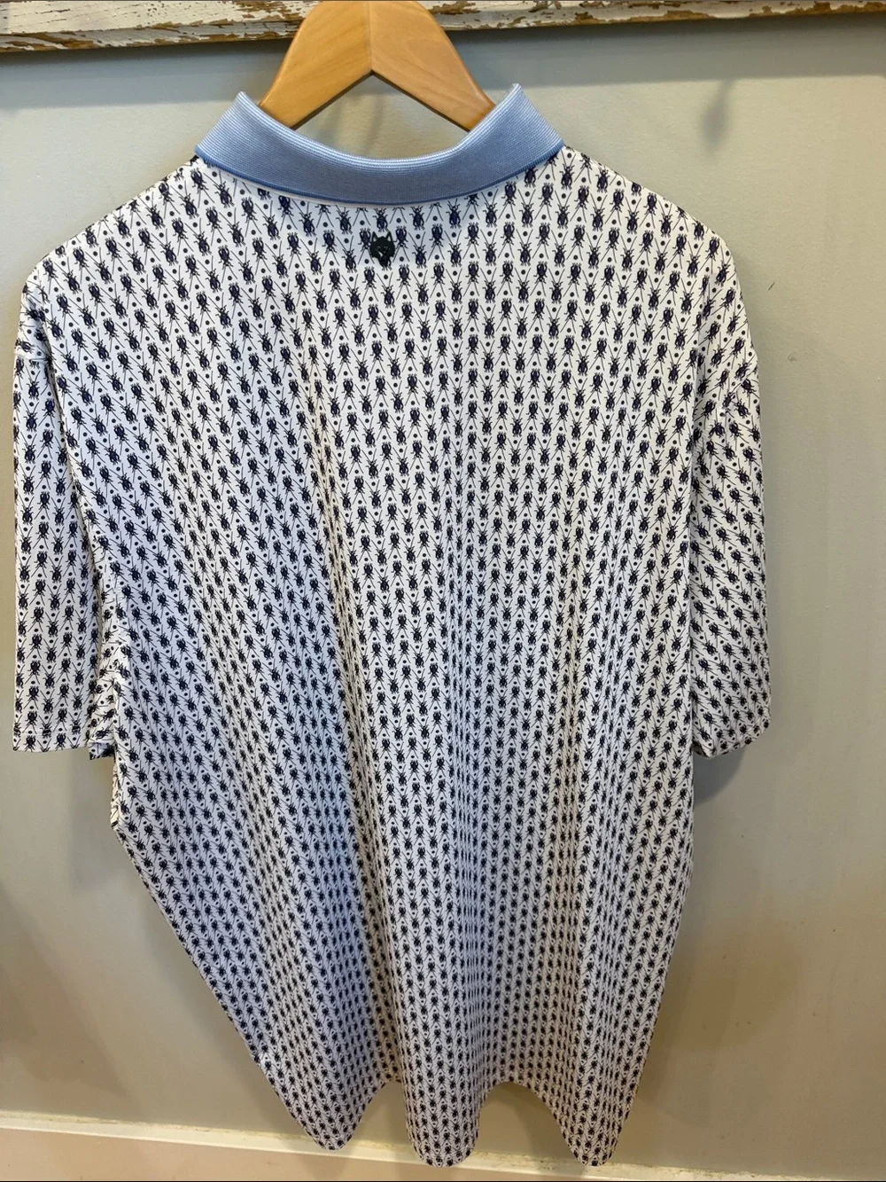 Greyson Blue & White Micro-Pattern Polo